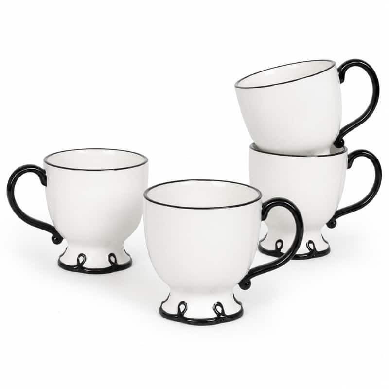 SANGO Splash of Cheers Large Mugs Set of 4, 16 oz Stoneware White Coffee Mugs, Ceramic Drinkware for Coffee or Tea