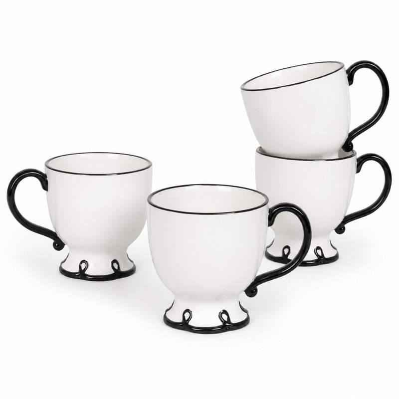 SANGO Splash of Cheers Large Mugs Set of 4, 16 oz Stoneware White Coffee Mugs, Ceramic Drinkware for Coffee or Tea