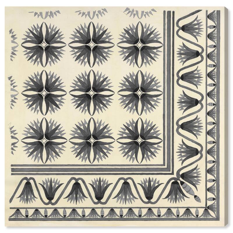 Wynwood Studio Canvas Abstract Floor Covering Grey White and Cream White Traditional Wall Art Canvas Print
