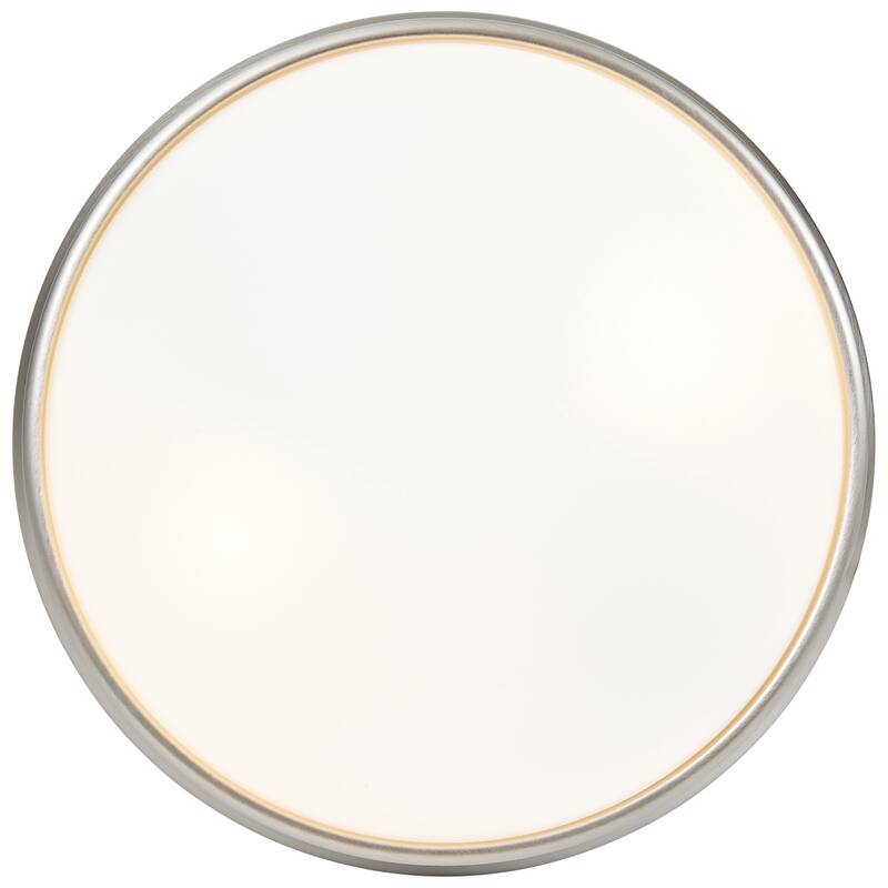 Access Lighting Atom - 3-Light 14" Flush Mount - Brushed Steel Finish - Opal Glass Shade
