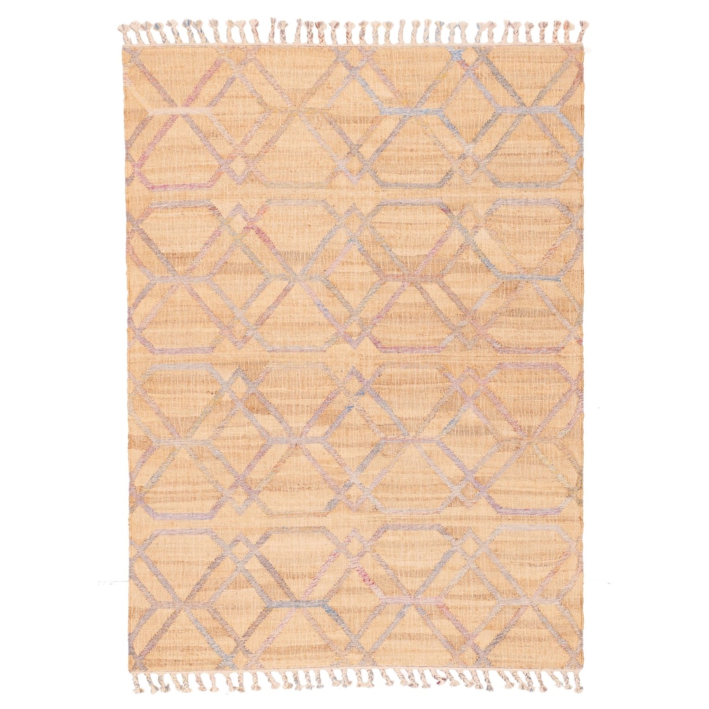 ECARPETGALLERY Flat-Weave Palas Denizli Tan Jute Kilim - 5'5 x 7'5