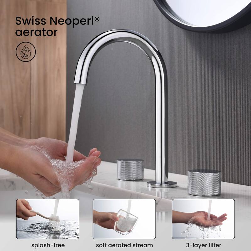 Circular X 8" Bathroom Sink Widespread Faucet with Drain Assembly