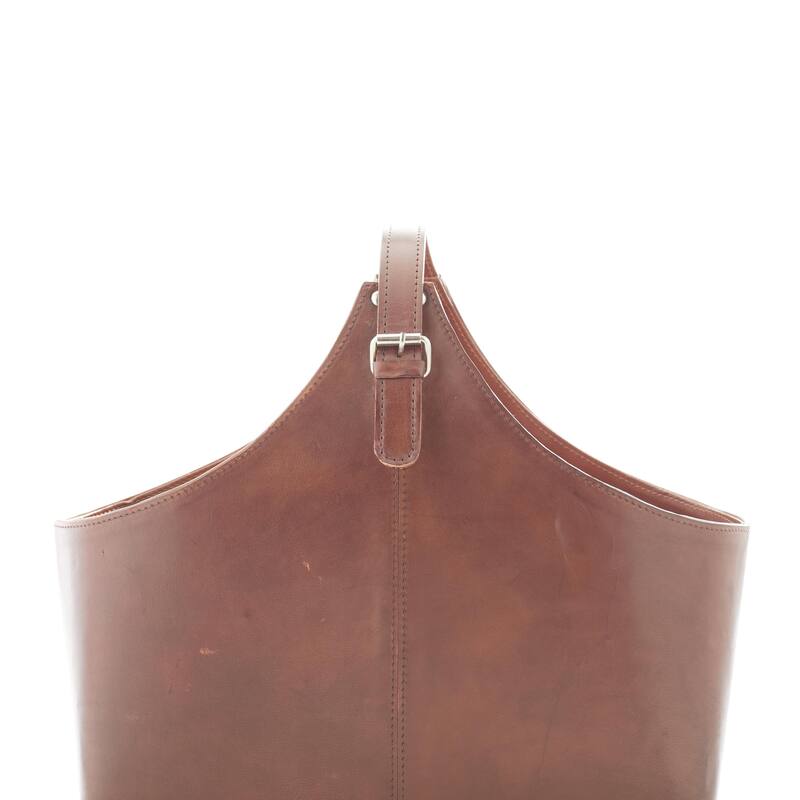 Leather Handmade Box Style Single Slot Magazine Holder with Buckle Handle - Brown, Dark Brown, Gray or Black - Roche River Decor