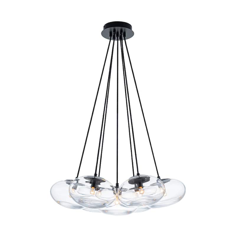 Minimalist 7-Light Glass Globe Bubble Cluster Pendant Chandelier