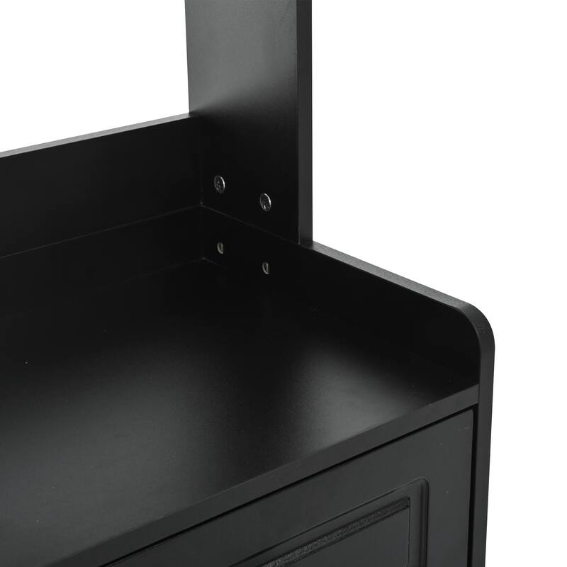 4 Door Shoe Cabinet with Coat Rack, Multi-Functional Shoe Rack with 3 Drawers, 8 Shelves, Entryway Wood Storage Console