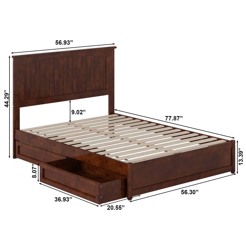 Malta Platform Bed with Panel Footboard and Storage Drawers