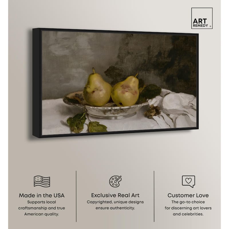 Two Pears in a Silver Bowl Canvas by Art Remedy