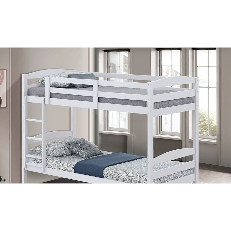 Twin-over-Twin Wood Bunk Bed with Arch Design