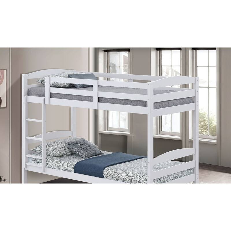 White Twin Over Twin Transitional Bunk Bed with Arch Design