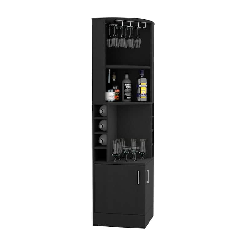 TUHOME Kava Being Corner Bar Cabinet with Rack, 2 Door Cabinet, 2 Shelves, and 8 Wine Cubbies - N/A
