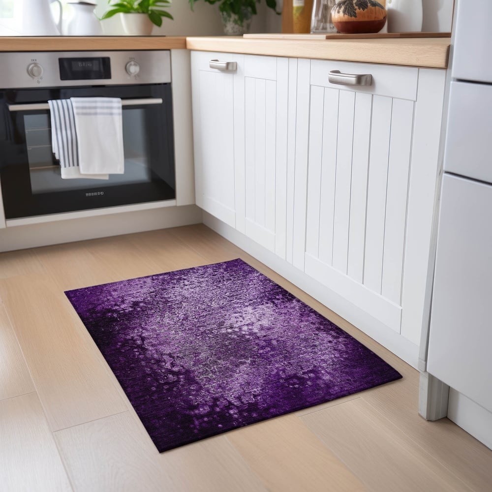 Machine Washable Indoor/ Outdoor Abstract Solid Chantille Rug