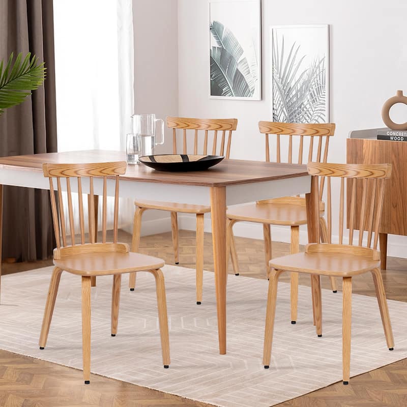 Solid Wood Spindle Back Windsor Dining Chairs, Set of 2 - 17.44" (W) x 19.7" (D) x 33.1" (H)