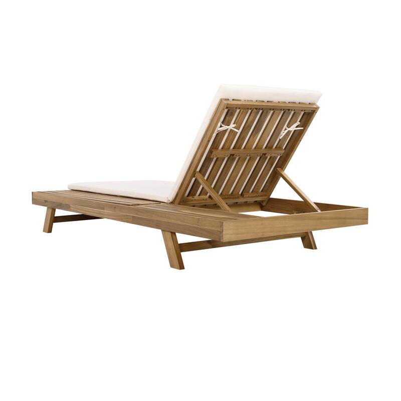 Lounge Chair Set with Open-Sided Design Black Lacquered Locust Wood Frame with Waterproof Cushions