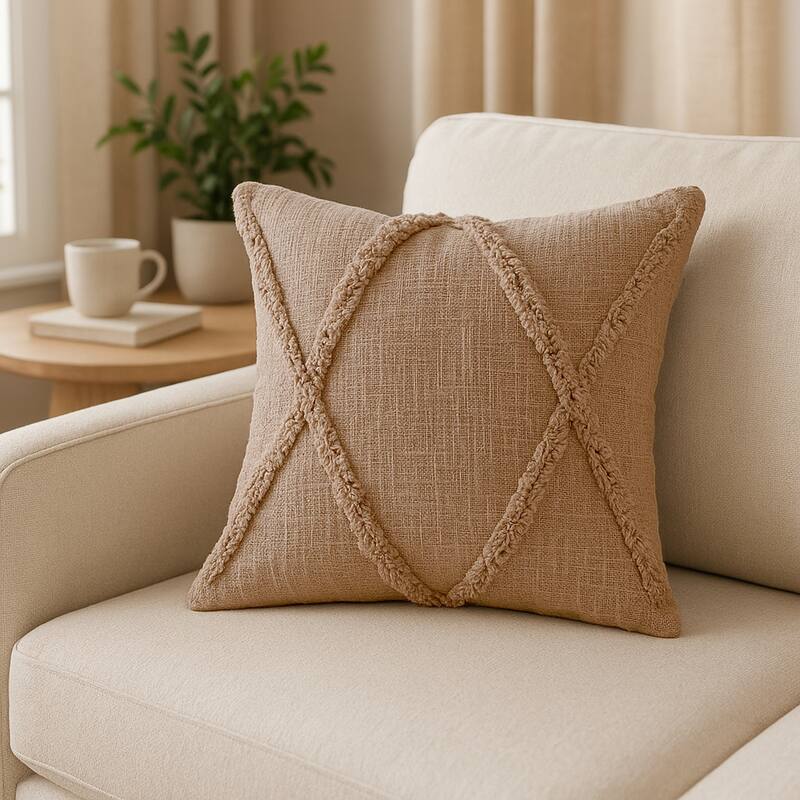 Heartham Set of 4 Contemporary Diamond Cotton Throw Pillow Covers, 20" x 20", 4 PCS (Covers Only) by Sevita