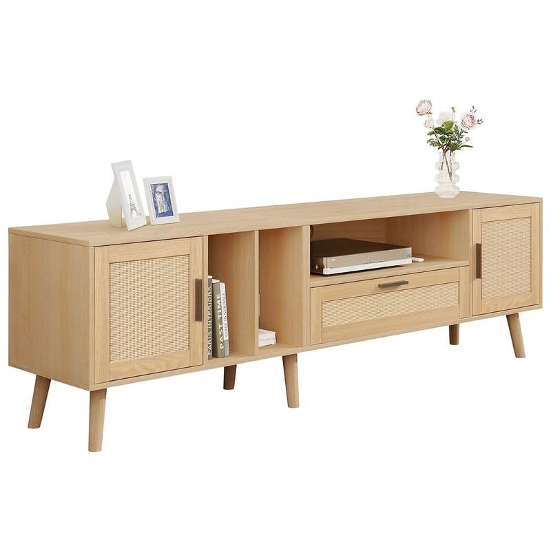 Farmhouse Style Rattan TV Stand for Living room