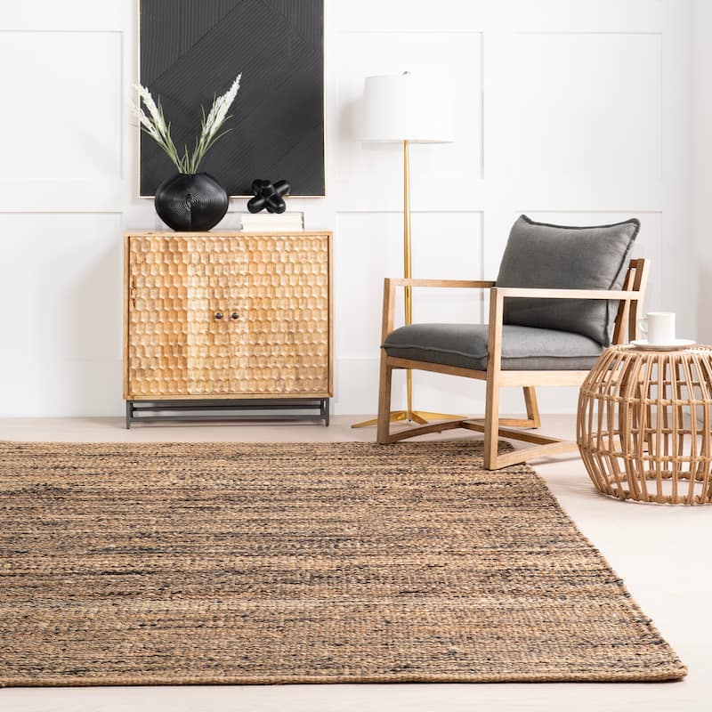 Home Conservatory Striped Handwoven Jute Area Rug