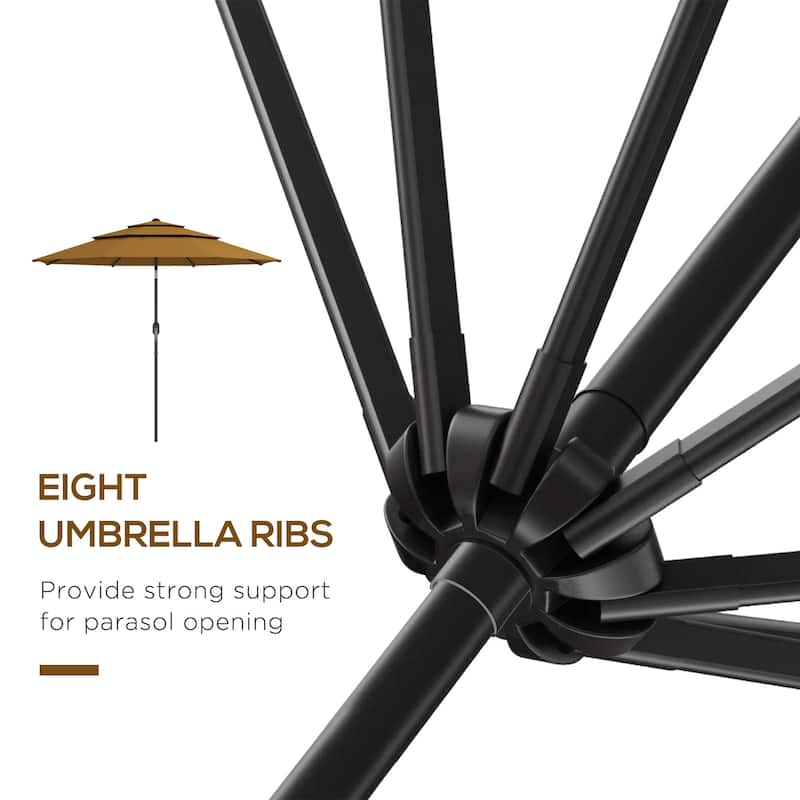 9FT 3-Tier Patio Umbrella with Crank and Push Button Tilt for Outdoor Use
