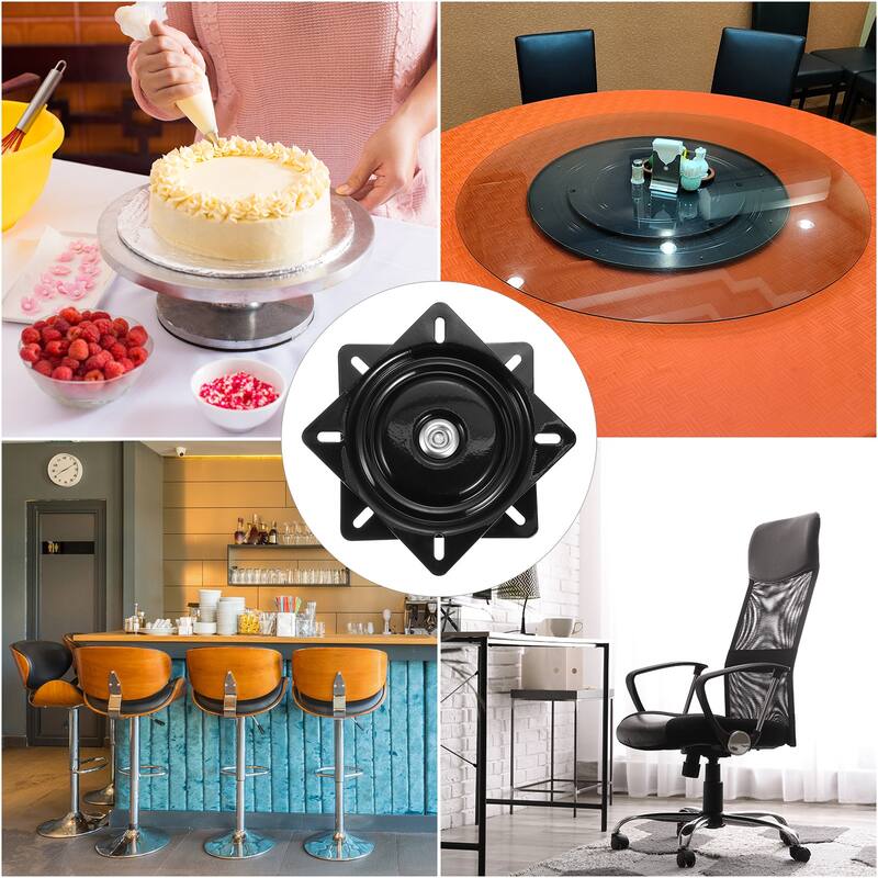 Bar Stools Swivel Plate, 1Pcs 6 Inch Square Bar Stool Seat Replacement - Black