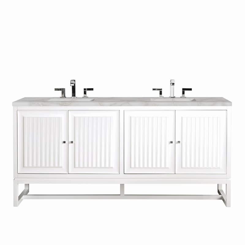 James Martin Vanities E645-V72-3VSL Athens 72" Double Basin Poplar - Glossy White - Painted