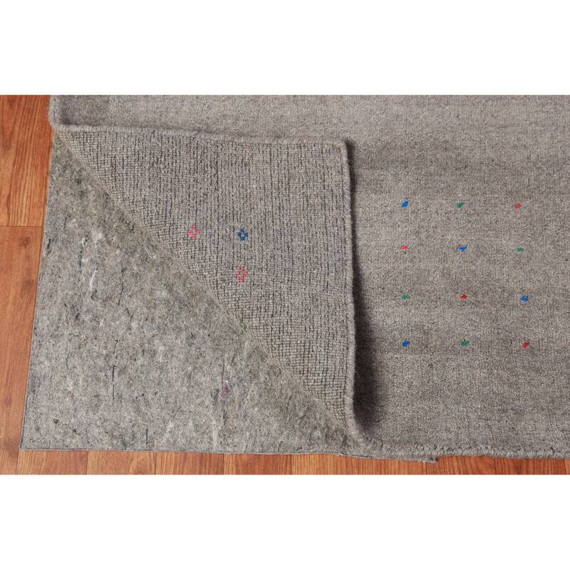 Tribal Gabbeh Indian Area Rug Hand-Knotted Contemporary Wool Carpet - 8'11" x 12'1" - 8'11" x 12'1" - Grey
