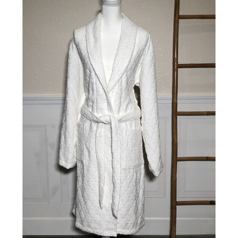 Bath Robe Body Towel White Terry Cotton Barbados Adult Size