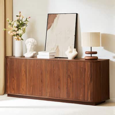 Modern 64" Sideboard Storage Cabinet with Wave Design, Buffet Console TV Stand with Adjustable Shelves for Dining Room