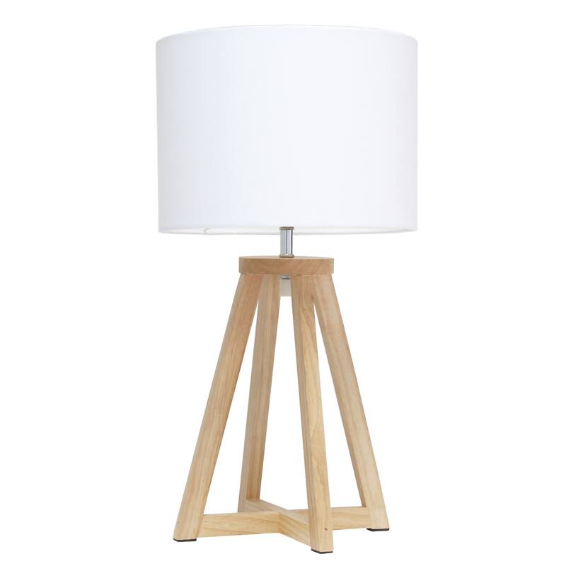 Tripod Table Lamp with Drum Shade - 19" - Brown and White