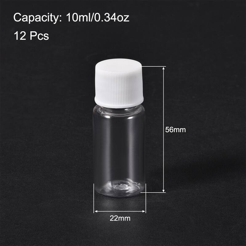 Plastic Lab Chemical Reagent Bottle, 10ml Storage Container, Transparent 12pcs - Transparent