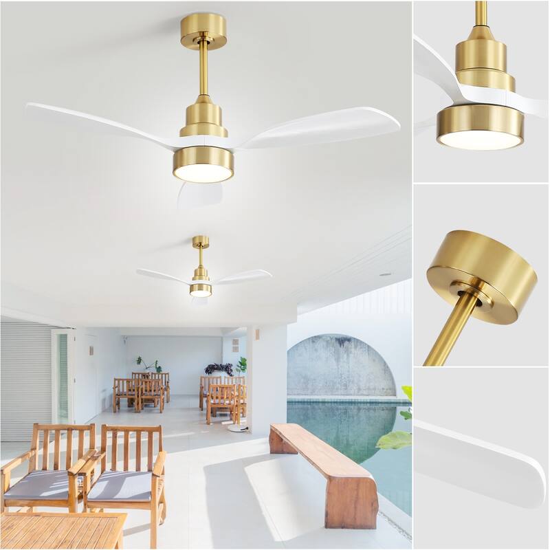 48 Inch Smart Wood Ceiling Fan with Light and Remote/App Control, Integrated LED Included
