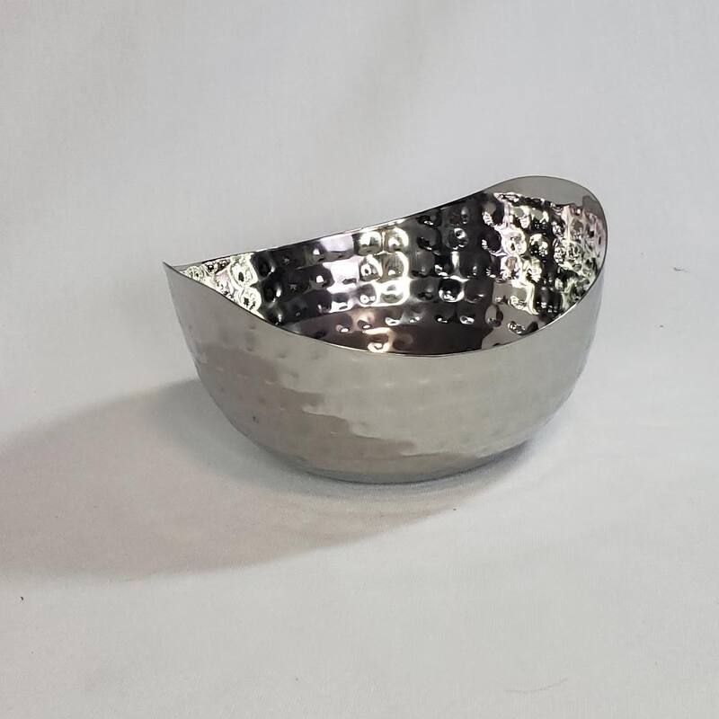 Hammered Stainless Steel Two Angle Bowl 6"