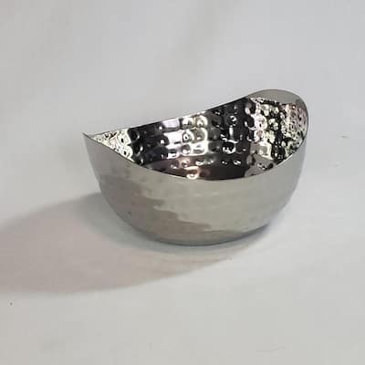 Hammered Stainless Steel Two Angle Bowl 6"