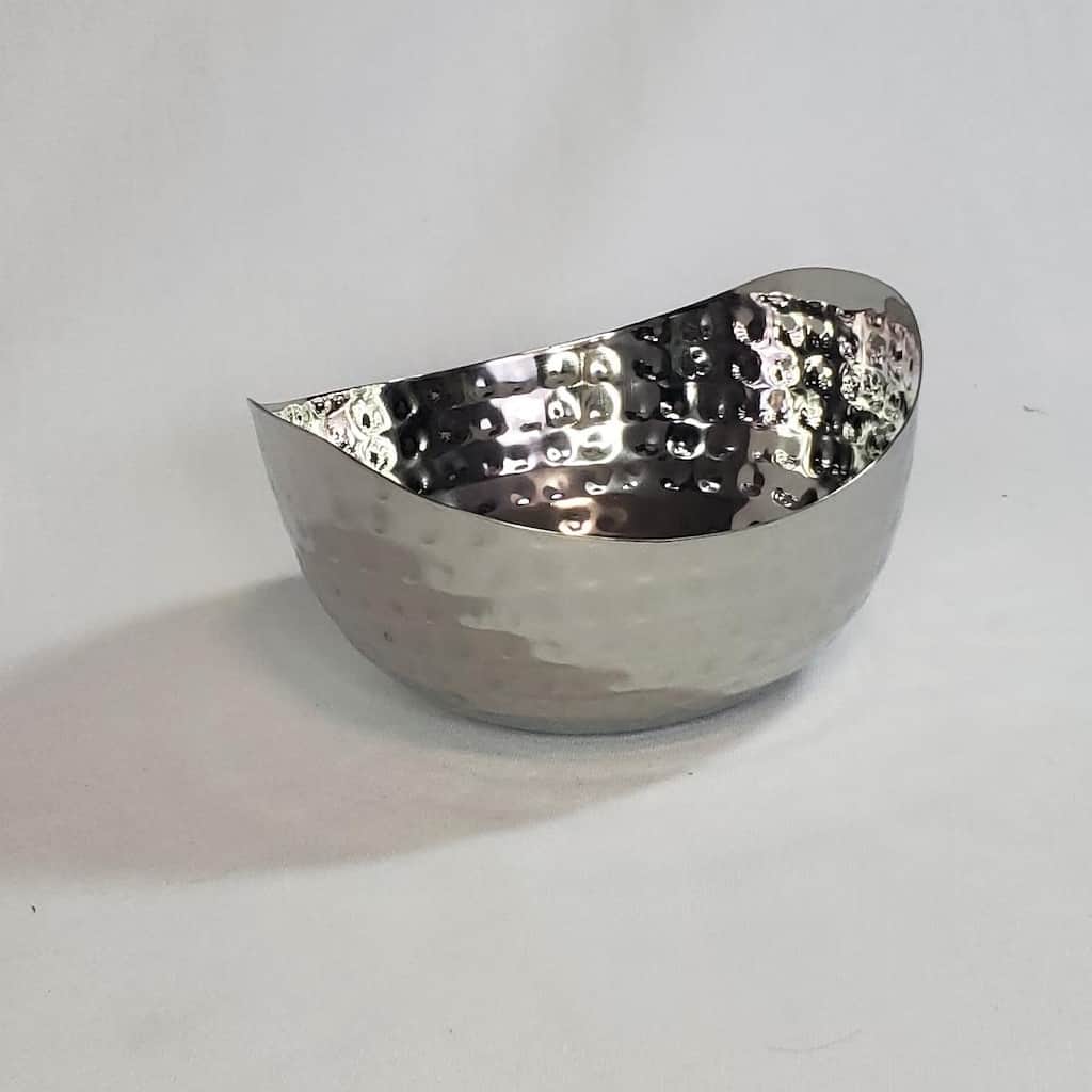 Hammered Stainless Steel Two Angle Bowl 6"