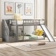 preview thumbnail 17 of 32, Twin over Twin Bunk Bed with Convertible Ladder and Slide Gray