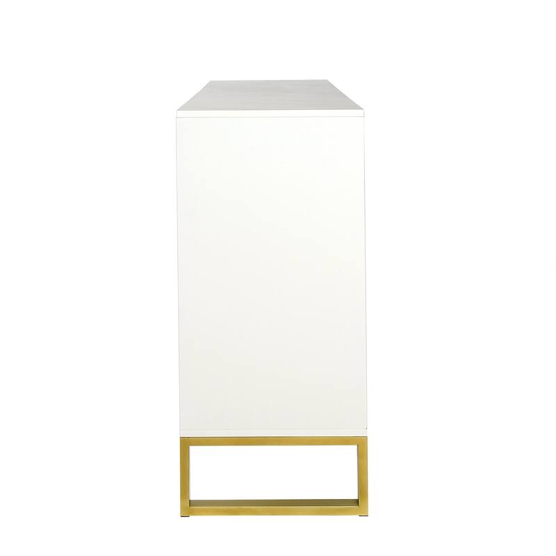 Modern sideboard with Four Doors, Metal handles & Legs and Adjustable Shelves Kitchen Cabinet