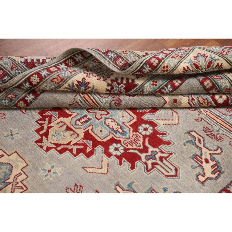 Gray Kazak Area Rug Handmade Wool Carpet - 5'8" x 7'10"