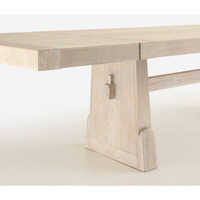 Magnussen Home Herringbone Ridge White Trestle Extendable Dining Table - 83''W x 44''D x 30''H