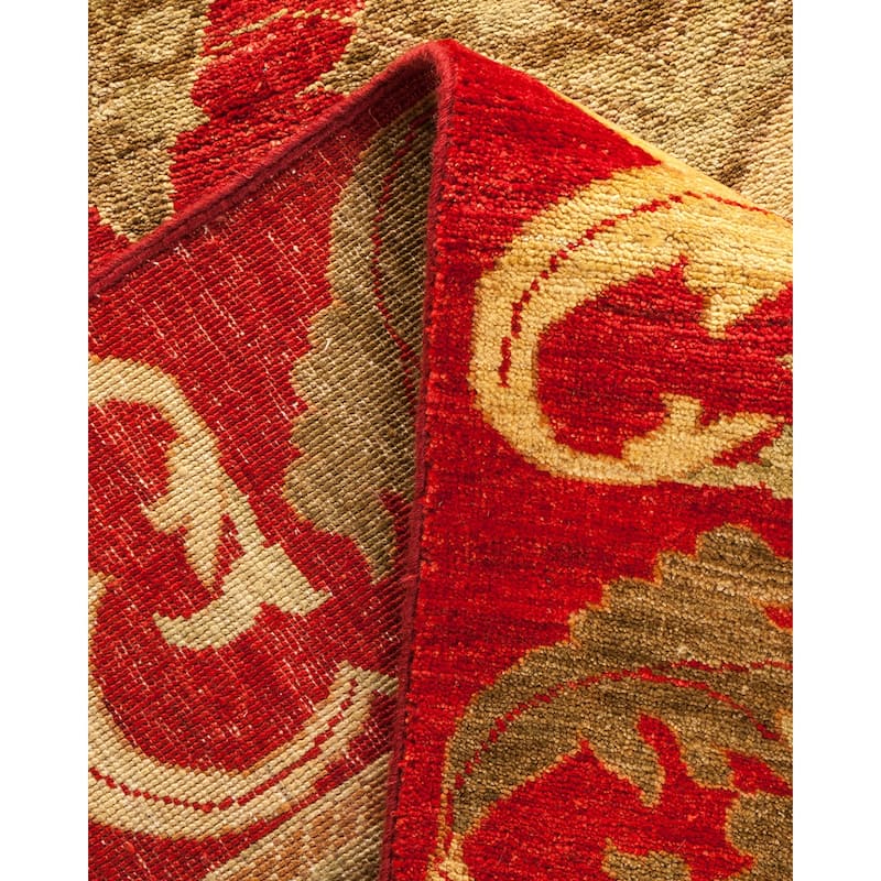 Overton Hand Knotted Wool Vintage Inspired Modern Contemporary Arts & Crafts Red Area Rug - 5' 10" x 8' 8"