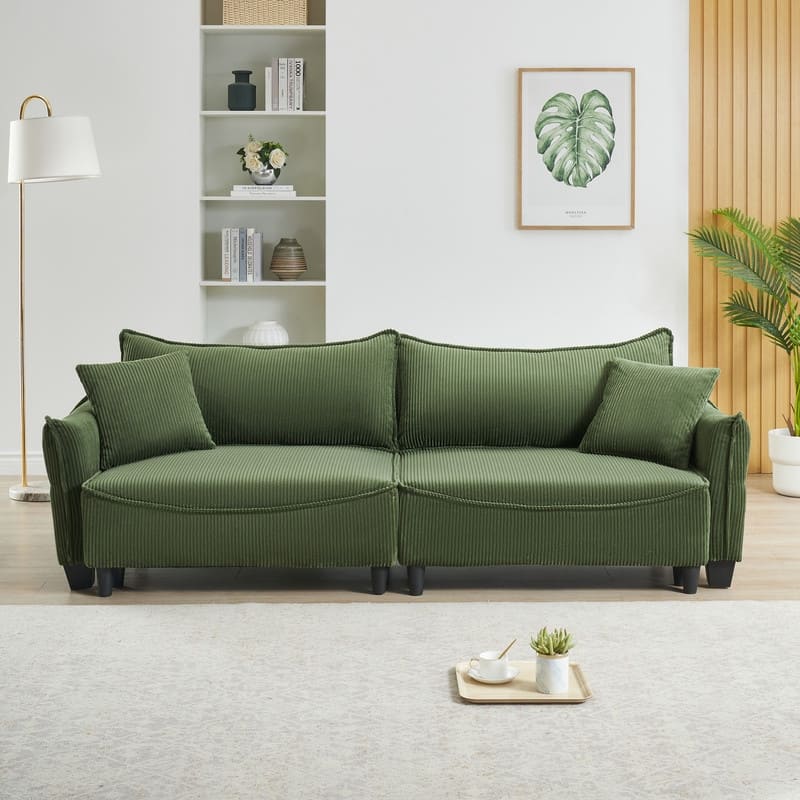 154.32" Corduroy Three-Seater Upholstered Sofa Bed