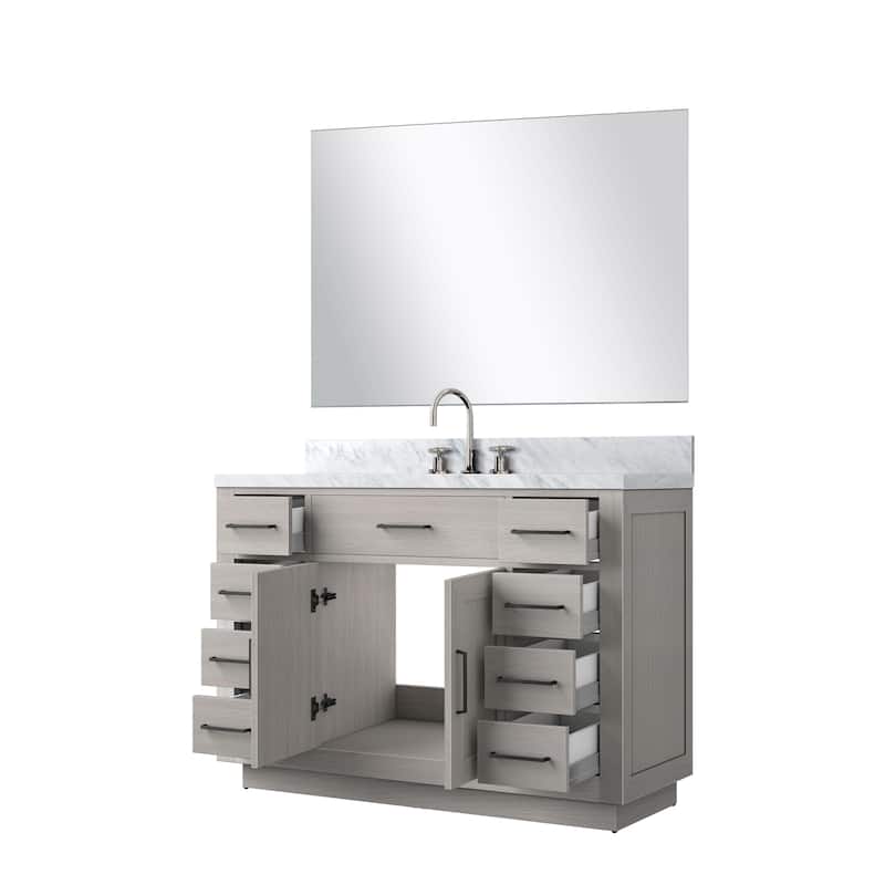 Abbey Bath Vanity with Carrara Marble Top, Sink, Mirror and Faucet