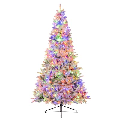 Costway 7 FT Half Artificial Pre-Lit Xmas Christmas Tree with 852 - White & Green - See Details