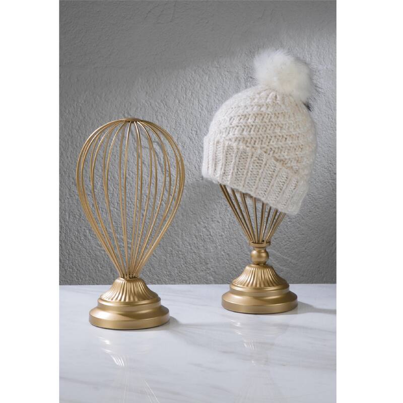 2 Piece Gold Balloon Wire Hat Stands