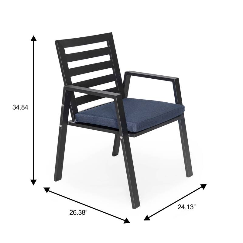 Chelsea 7-Piece Aluminum Outdoor Dining Set 78 in. Rectangular Table and 6 Dining Armchair w/ Cushions - N/A