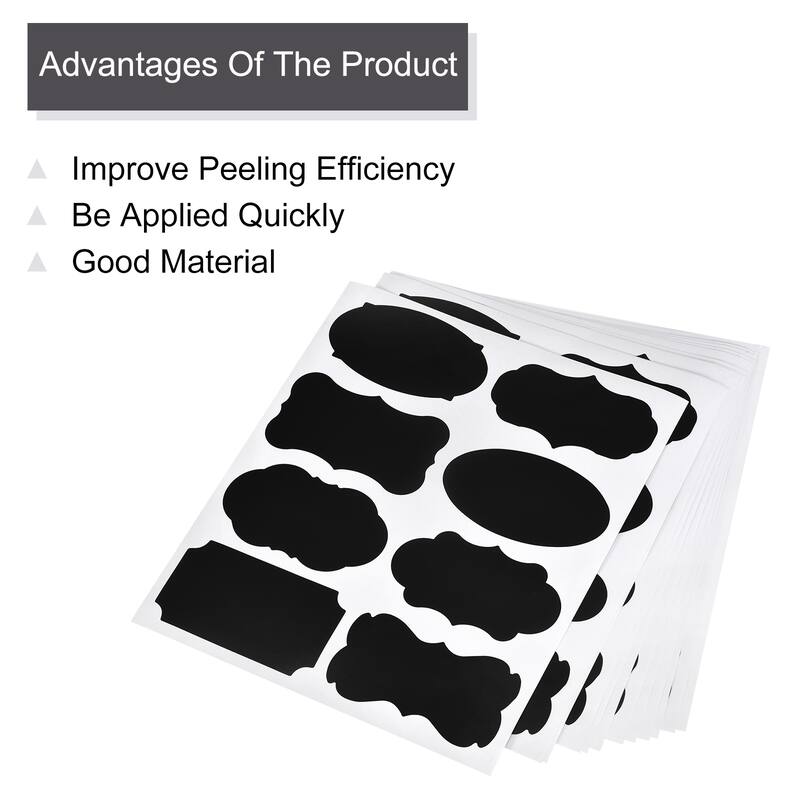 Chalkboard Labels Blackboard Stickers 87x50mm Reusable W Chalk Marker - Black