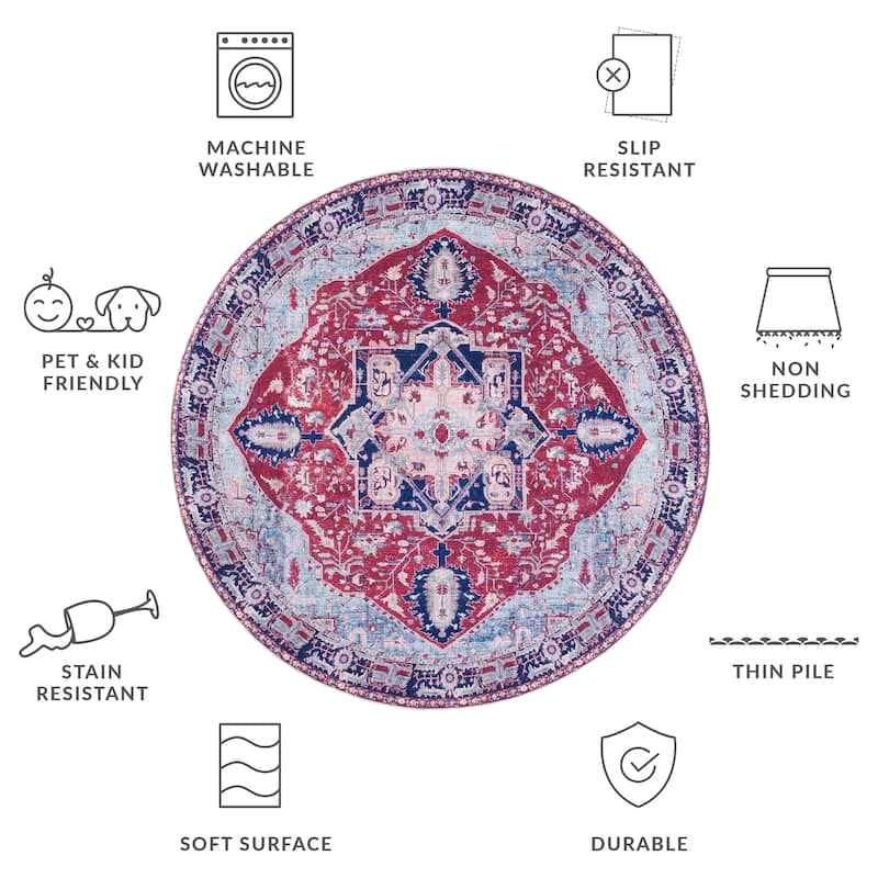 SAFAVIEH Tucson Machine Washable Slip Resistant Mathilde Oriental Medallion