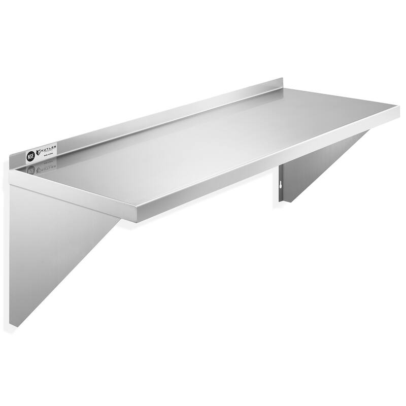 Stainless Steel Shelf NSF Commercial Kitchen Wall Shelving - Silver - 12" x 36"