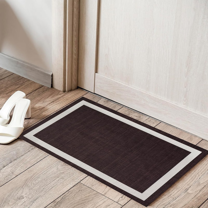 Machine Washable Area Rug With Non Slip Backing - Everest Geometric Modern Border Design