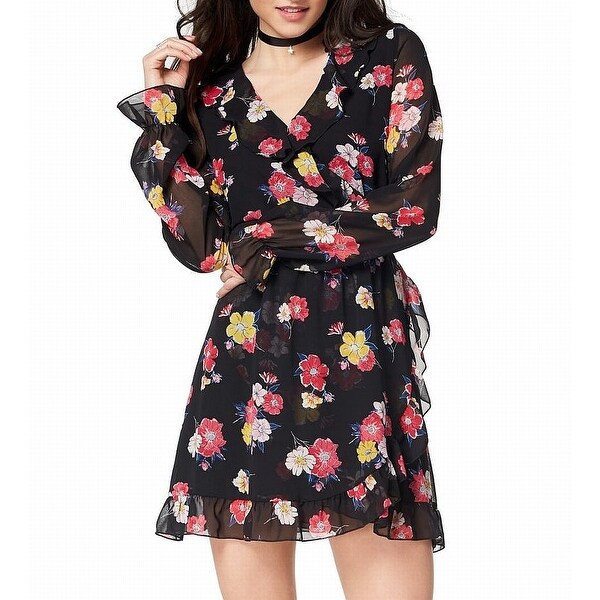 black chiffon wrap dress