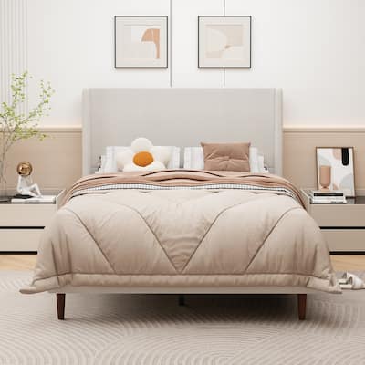 GDFStudio - Oliver High Back Soft Bed with 12-Slat Support and Plush Upholstery