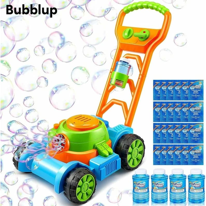 Joyfy Bubble Lawn Mower Bubble Machine, Blue - 7 x 10 x 13