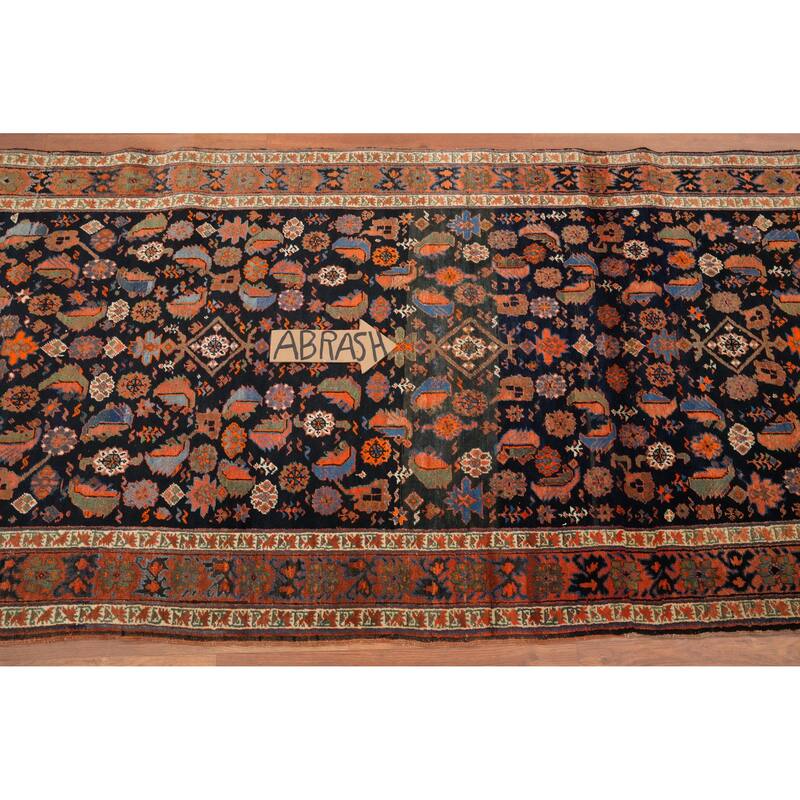 Hand Knotted Oriental 100% Kork Wool Carpet Traditional Tribal Navy Blue & Blues Bidjar Runner Rug - 18' 0'' X 3' 1''